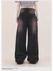 Women's 2024 Black & Gray High-Waist Wide-Leg Jeans - Loose, Slim, Straight, Floor-Length Style