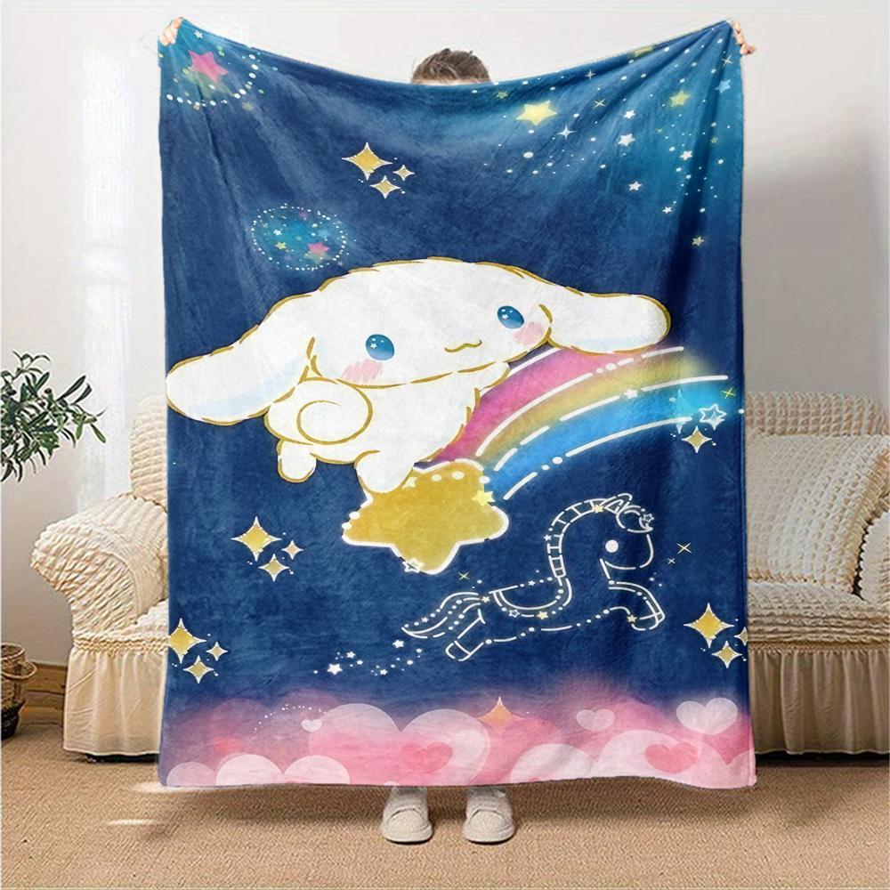 1pc Unicorn Rainbow Blanket Lightweight Flannel Throw for Sofa Bed Travel Camping Livingroom Office Couch Chair