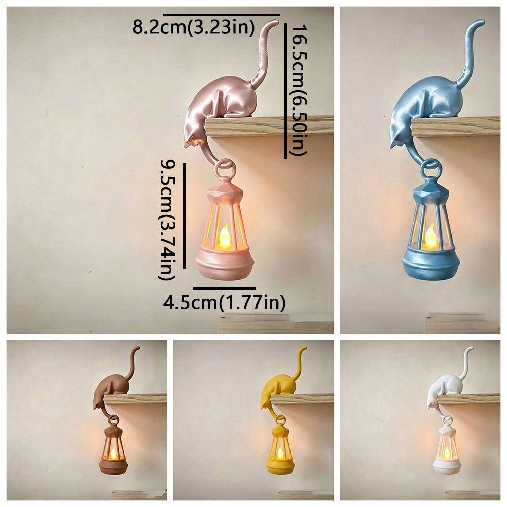 Cute Figurine Cat Wall Hook Light 3D Printed Cat Decor Lamp Cat Shaped Hook Desk Organization