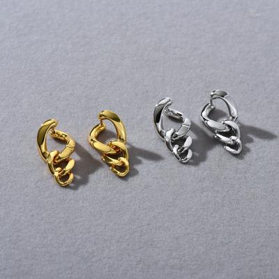 Heavy Industry Long Thick Chain S925 Silver Needle Earrings Trendy Personality Thin Face Thin Chain Earrings