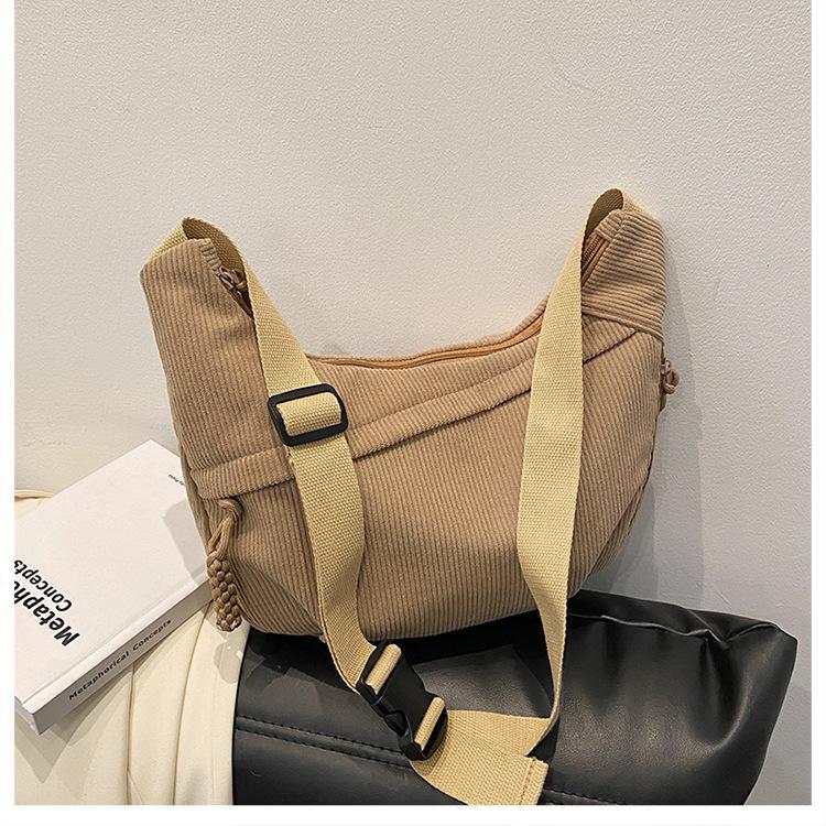 Gestreifte frische große Kapazität neue Kord lässige literarische einzelne Schulter Messenger Damen Tasche