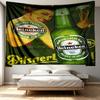 Heineken Print Tapestry - Portable Wall Decor Cloth, for Home, Dorm, Travel, Bedroom, Living Room - Ideal Birthday Housewarming Gift