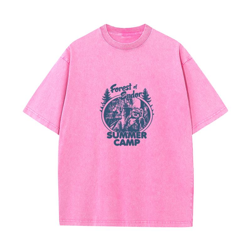 Forest of Endor Summer Camp Normal Father Day Cotton Crew Neck Unisexs Tops Tees Washed Tops T Shirt Funny Washed T Shirt