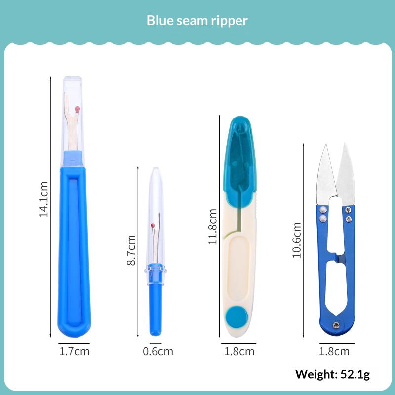 1Set Blue Sewing Ripper Kit With Thread Ripper Seam Ripper And Scissors For Removing Stitches