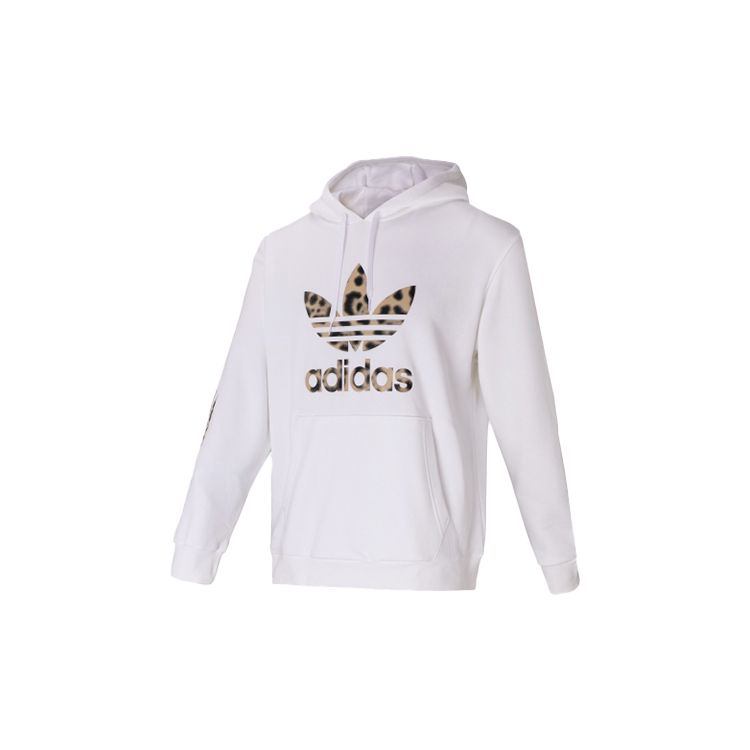 adidas Originals Men s Trefoil Leopard Print Hoodie White GT4361 L