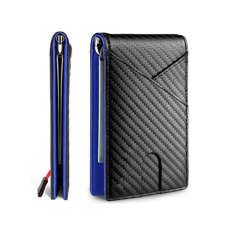Carbon Fiber Microfiber Leather Money Clip Wallet for Men