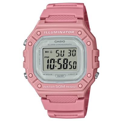 CASIO Uhr in Matt und Nuanciert für und W-218HC Rosa, Rauchig, Farben, Dünn, Leicht, Wasserdicht, Quadratisch, Digital, Herren, Damen, Kinder.