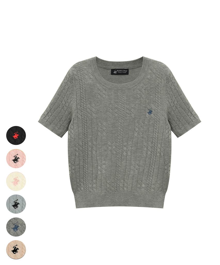 BHPOLOCLUB Women'S Tension Line Textured Short Sleeve Knit 7 Colors Tk018