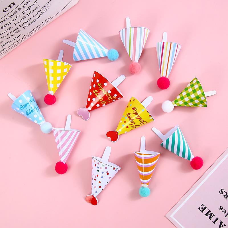 Mini Birthday Hat & Banner Cake Decorations - Internet Celebrity Style Baking Accessories