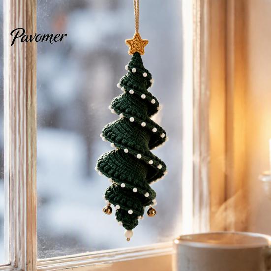 Regalo di Natale Fatto a Mano Bambola all'Uncinetto Ornamento a Spirale Kit Fai da Te, Set Artigianale Festivo con Progetto Filato Filato Morbido, Perline, Decorazione da Appendere all'Albero per Finestra