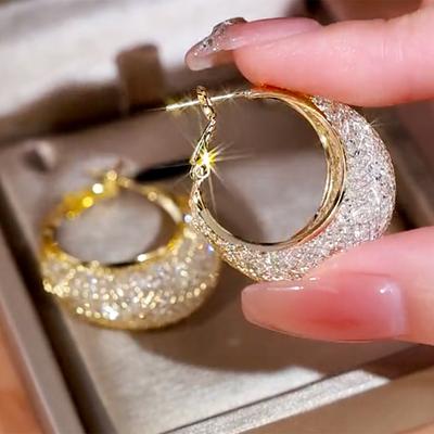 Fashion Trend Unique Design Elegant Exquisite Light Luxury Mesh Zircon Earrings Female Jewelry Party Premium Gift