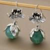 Retro ethnic lotus-shaped drop earrings bohemian women's jewelry casual wear and gifts