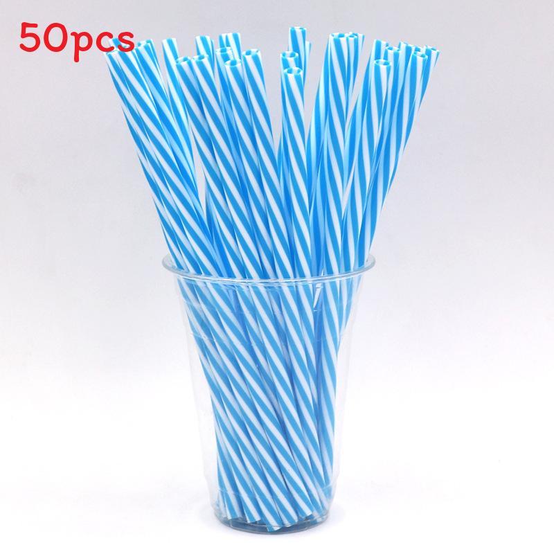 Plastic Rainbow Striped Drinking Straws With Twist Design For Party And Beverage Use