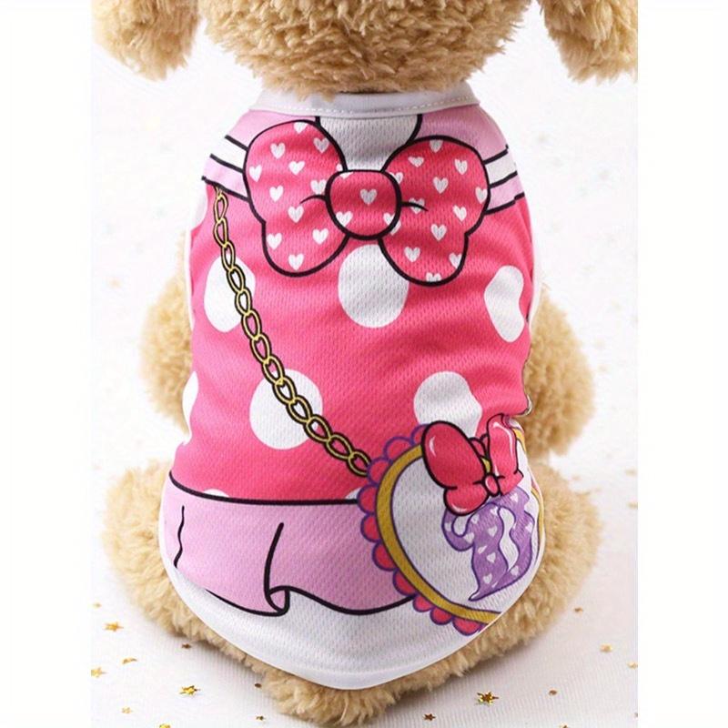 

1 шт. Летний жилет для питомца, сетчатая одежда с имитацией бретелей для собак и кошек, для тедди, померанского шпица и других питомцев M горячий розовый