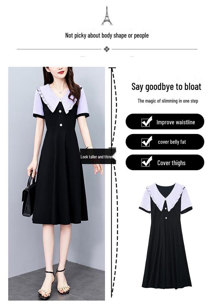 Stylish Slimming Plus Size Women's Mid-Length Summer Dress with Short Sleeves