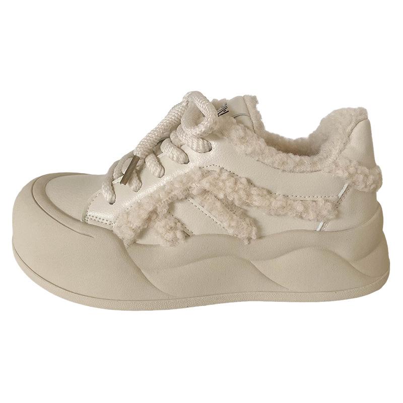 

LZ6028 бархатные туфли на платформе белые женские туфли 2024 новые зимние теплые туфли для доски хлопковые туфли с круглым носком туфли для хлеба 36 бежевый