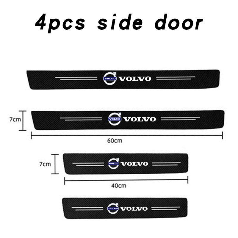 Car with Logo Door Carbon Fiber Sill Protector Stickers for Volvo XC60 S90 XC90 S60 XC40 V60 V90 S40 Volvo EX30 C40 Accessories