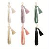 Boho Style Braided Keychain With Lobster Claw Cotton Cord Wristlet Lanyard Key Fob Strap For Women Accessory