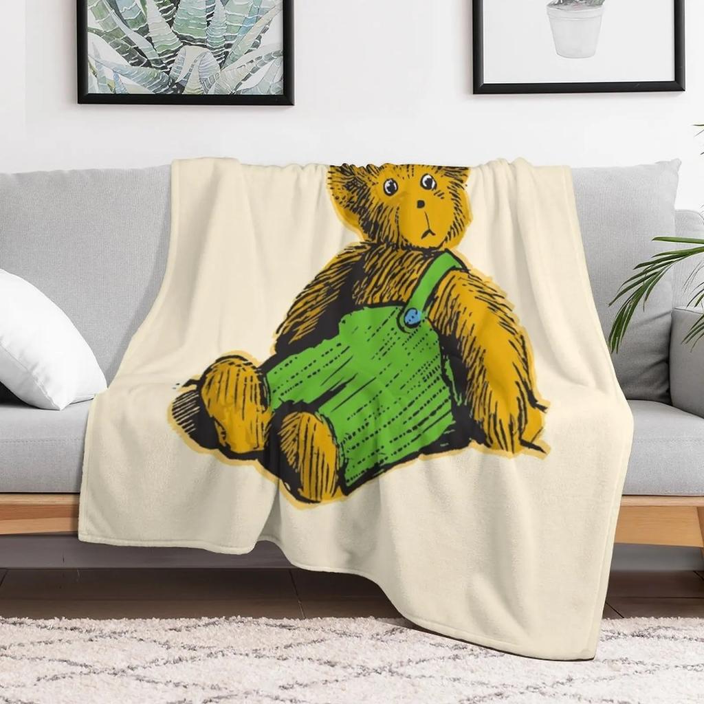 Corduroy Bear Throw Blanket Warm Accent Blanket for Living Room Decoration