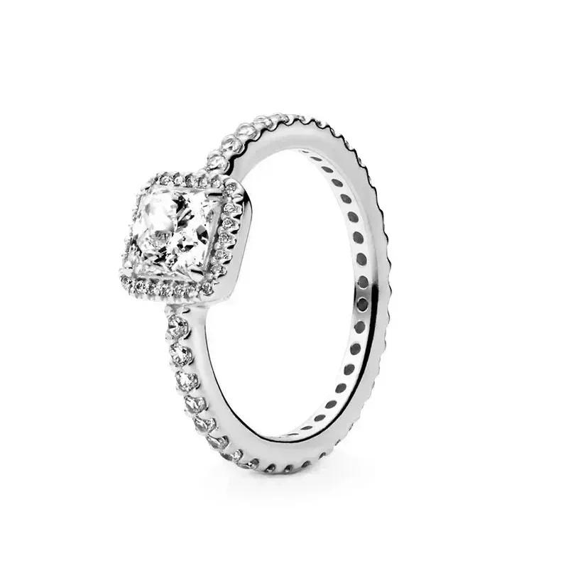 925 Sterling Silver Shiny Classic Square Crown Heart-shaped Ring Exquisite Luxury Charm Jewelry Holiday Surprise Gifts