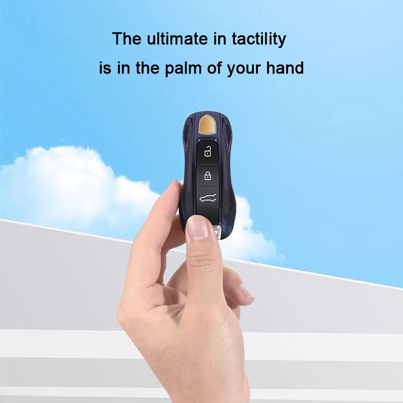 Car Key Paint Case Bordeaux Red Shell Replacement for Porsche Cayenne Mancan Panamera 911 718 Boxster Cayman Taycan 2010-2024