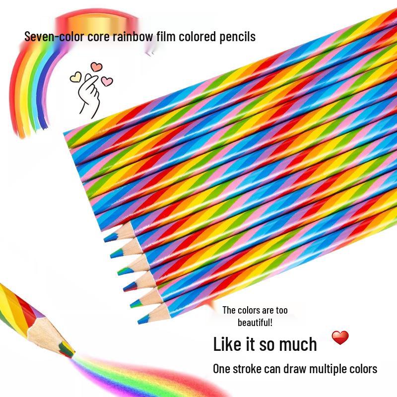 Bunte Regenbogen-Bleistifte für Kinder - Mehrfarbig mit gleichem Kern für kreative Schülerpreise