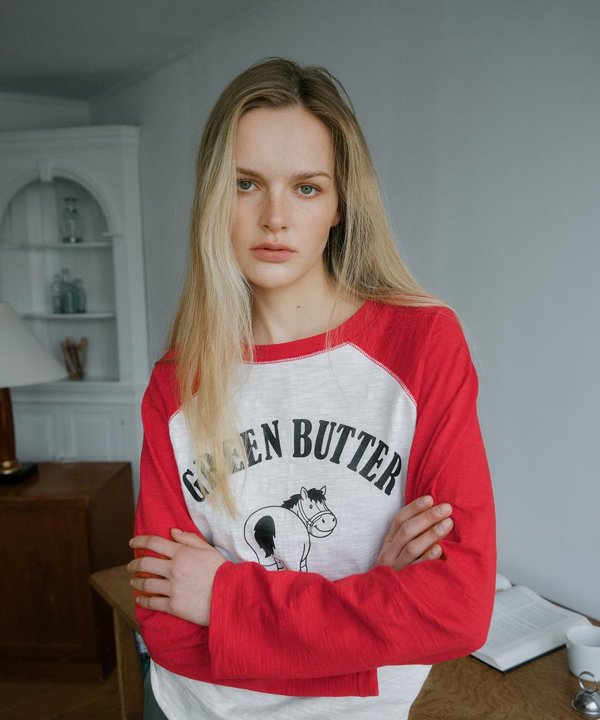 GREENBUTTER Slub Raglan Tee (Red)