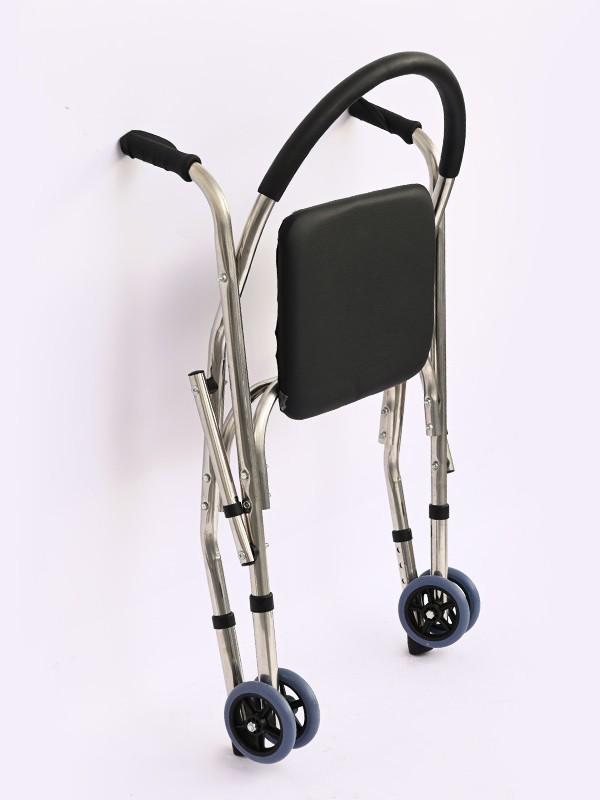 Foldable Double-Wheel Carbon Steel Walker for the Elderly