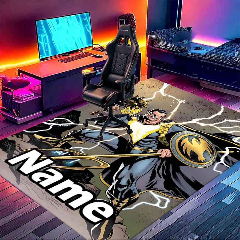 Custom Name Personalized Black Adam Print Carpet, Versatile Home Decor Rug, for Playroom, Apartment, Balcony, Entryway, Hallway Gift