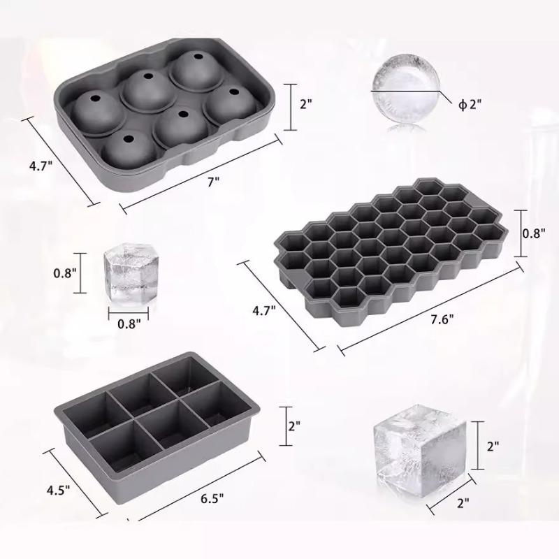 1pc Ice Cube Trays Silicone Molds for Freezer with Lid Reusable Whiskey Mold Ball Diamond
