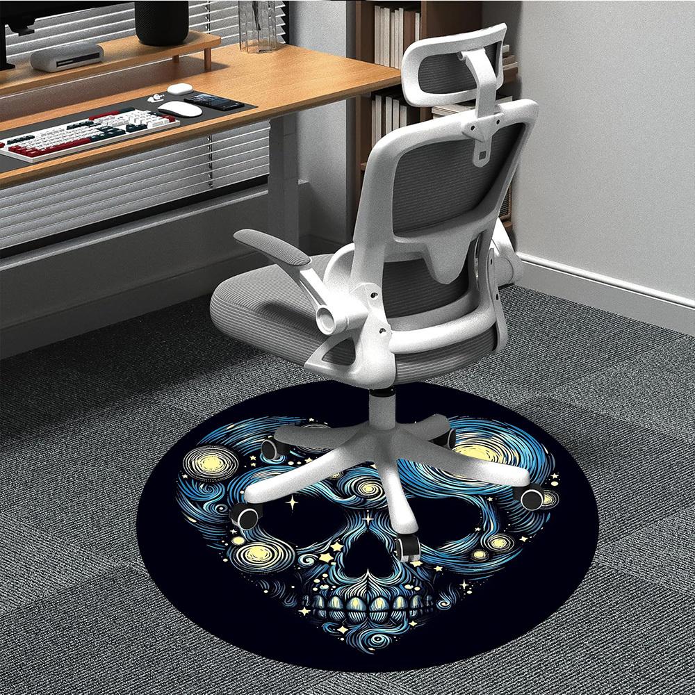 1pc Skull Galaxy Heart Office Round Area Rug, Under Office Chairs Bedroom Living Room Home Decor, Room Deco, Available In Various Sizes