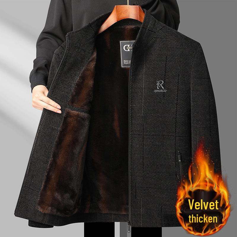 Dad's Fleece-Lined Winter Coat for Middle-Aged & Elderly Men - Warm Cotton Jacket for Autumn & Winter