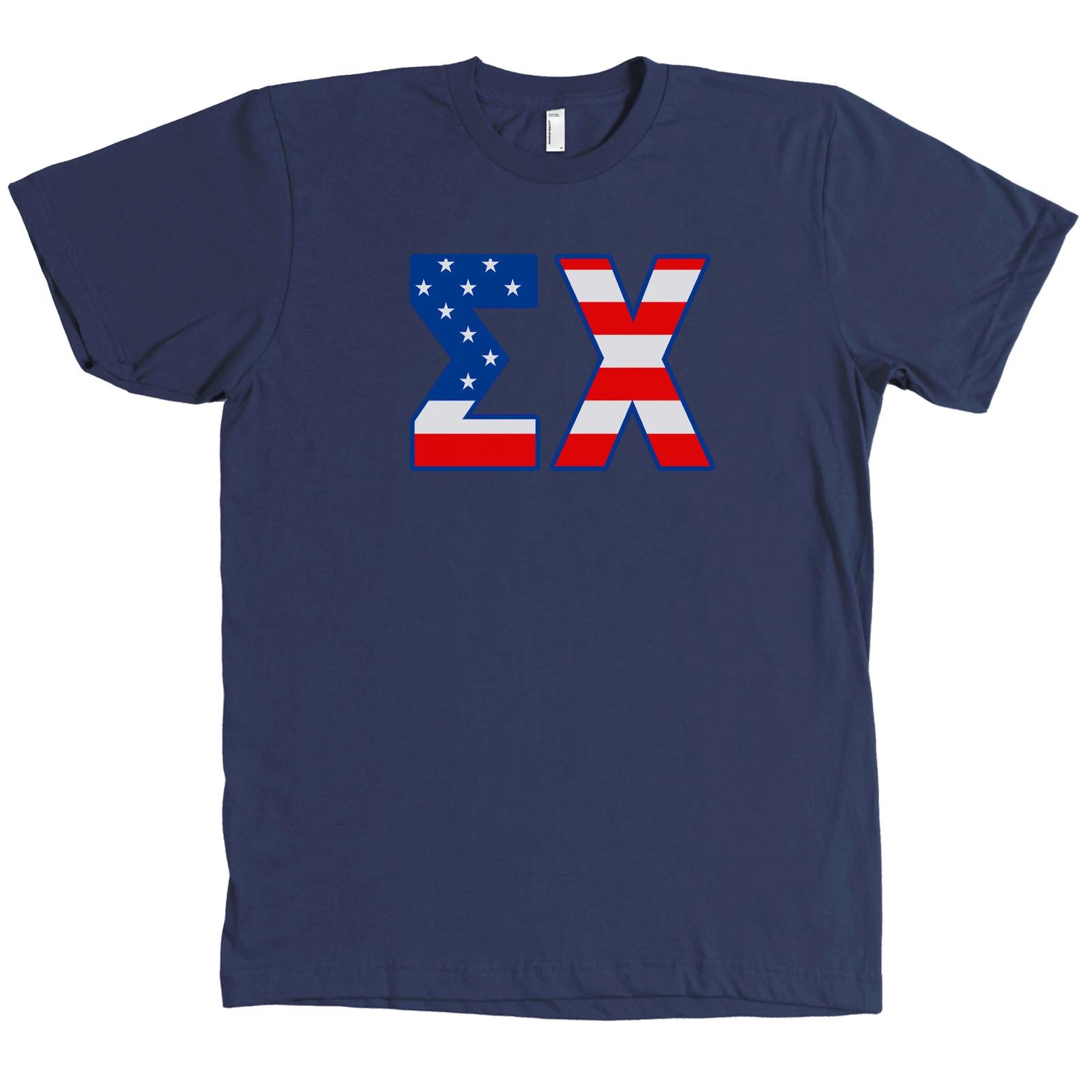 Sigma Chi Fraternity Bella + Canvas Shirt Sig Chi USA FLAG Letters MORE COLORS 2XL