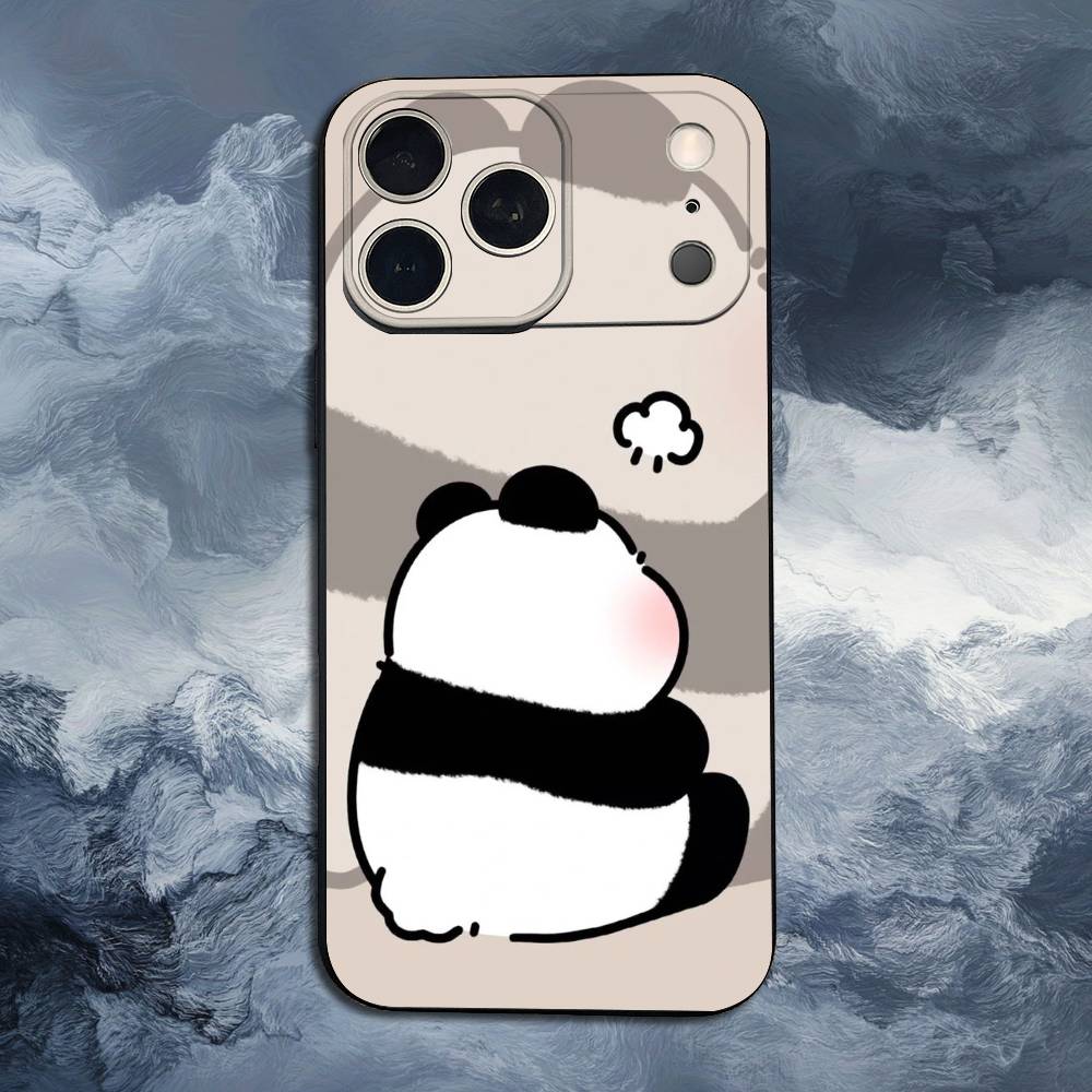 

C-Cartoon Cute Panda Bear Case For iPhone 15,17,16,12,14,13,11,Plus,Pro Max,XS,X,Mini,8,7,XR,SE,Soft Silicone Black iPhone17Promax