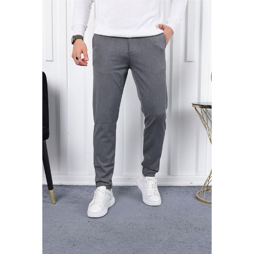 Seasonal Black Slim Fit Lycra Fabric Trousers