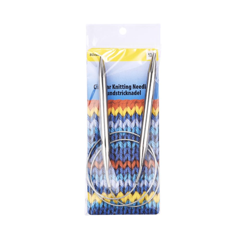 2.0-10mm Sweater Knitting Needle Stainless Steel Ring Needlework 80cm Weaving Circular Knitting Needlework Kits DIY Knitted Tool