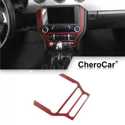 Red Carbon Fiber ABS Console GPS Navigation Panel Trim Cover for Ford Mustang