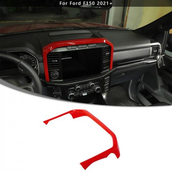 Center Console GPS Navigation Cover Trim Frame For Ford F150 21+ Red Accessories