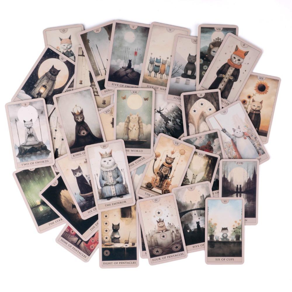 Surrealist Cat Tarot Cards 10.3*6cm - Aesthetic 78-Card Whimsical Deck with Soft Pastel Illustrations