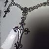 Exquisites Temperament Silberfarbene Kreuz-Multi-Anhänger-Halskette für Damen Gothic Halloween Party Hexe Schmuck Zubehör Geschenke