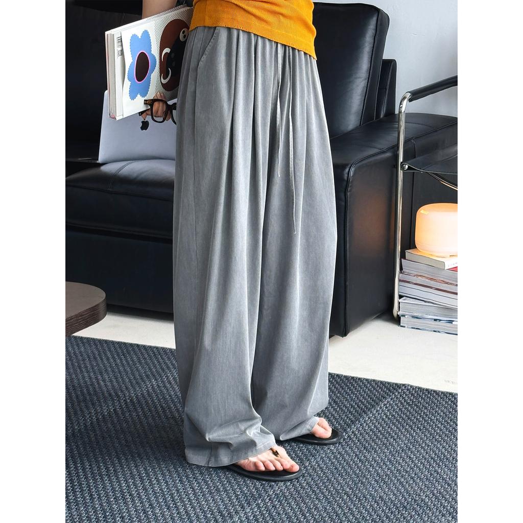 Johnature Koreanische Elastische Taille Kordelzug Hose Damen Sommer Einfach Zuhause Weich Fallend Einfarbig Locker Hose