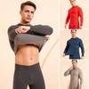 2Pcs/Set Men Warm Outfit O-Neck Long Sleeve Thermal Top High Waist Long Trousers Set Solid Color Slim Fit Breathable Bottom Outfit