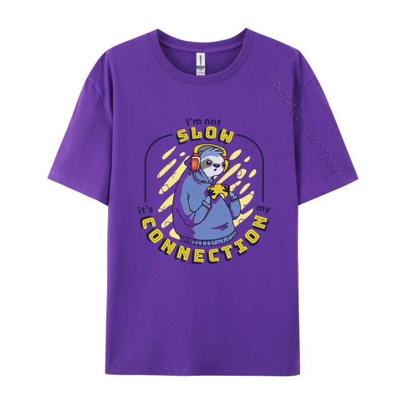 Slow Connection Sloth Gamer Funny Sloth Tshirts Men Clothess Tshirts Unique TShirt Cotton Gothic Animes Alternative