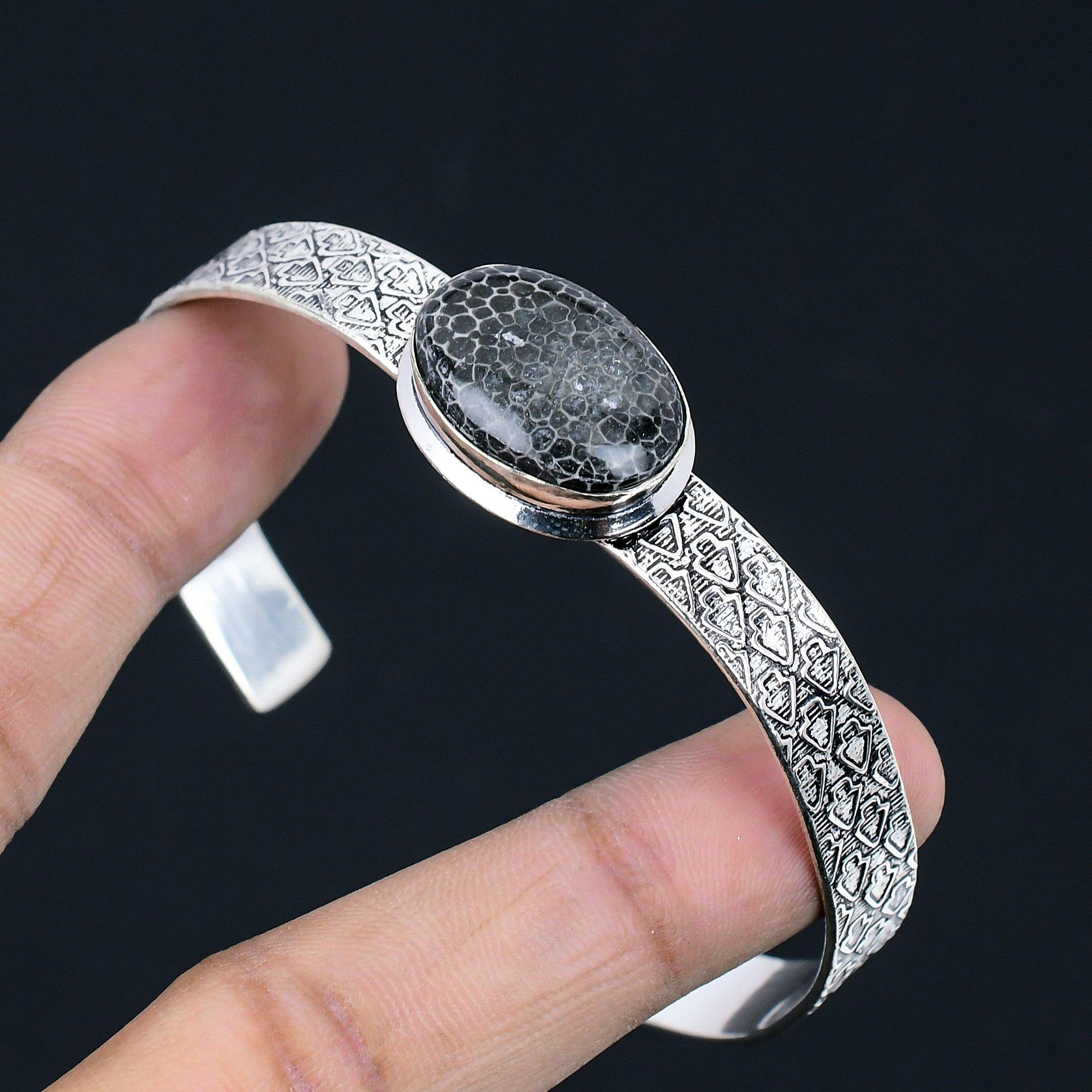 

Хэллоуинская распродажа Стерлинговое серебро Натуральный скат Коралл Жена Помолвка Новый браслет Adjustable