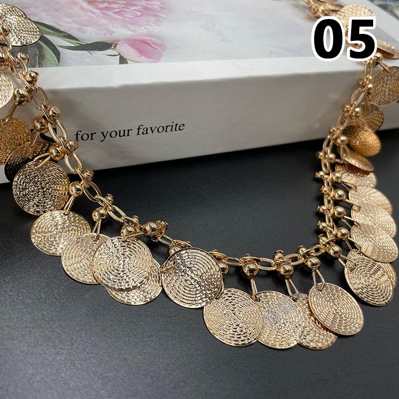 1M Ethnic Style Metal Sequin Chain Trim Sewing Tassels Fringe Beaded Ribbon Fringe Trim Diy Craft Waist Chain Garment Accessory