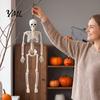 Mini Skeleton Props for Halloween Realistic Figure, 40cm Posable Joints Hanging Skull Decoration, Flexible Jointed Figures Plastic Bones Haunted