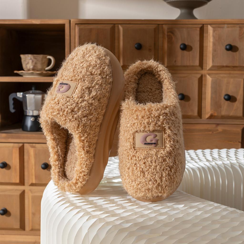 Thick-bottomed cotton slippers women's new winter warm indoor home home home non-slip couple fluffy slippers men