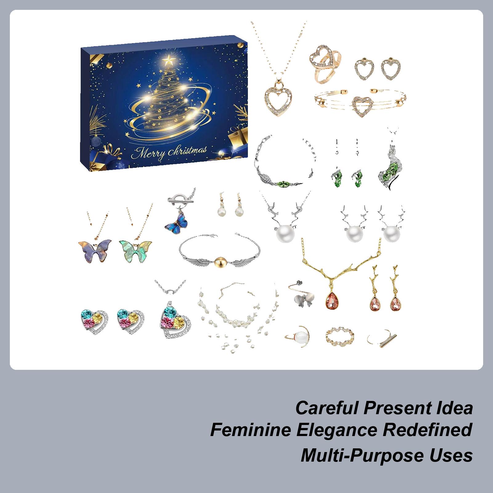 

2026 Jewelry Christmas Advent Calendar Christmas Jewelry Kit 2026 Necklace Bracelets Christmas Charm for Women and Girls single attribute
