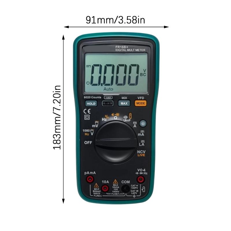 Handheld Digital Multimeter with NCV and 6000-Count Screen for Equipment Service and Wiring Inspection Daily Tasks