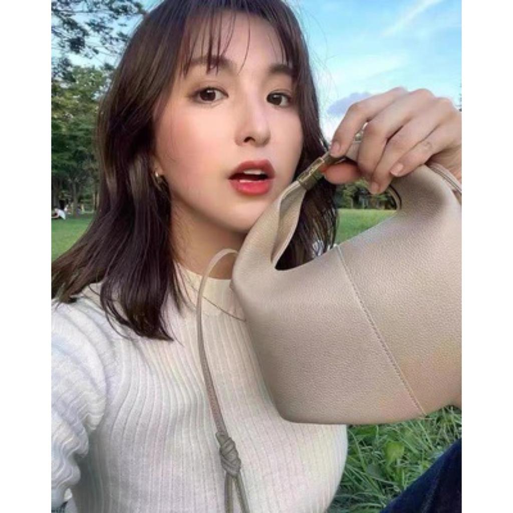 French Poleneparis Niche Cowhide Shoulder Messenger Women's Bag Number11 Dumpling Bento Bag Leather Bag